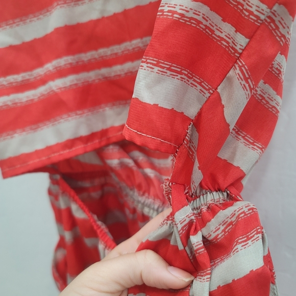 Love Ari Red & Tan Striped Draped Neck Mini Dress Women's Size Large - Picture 5 of 14
